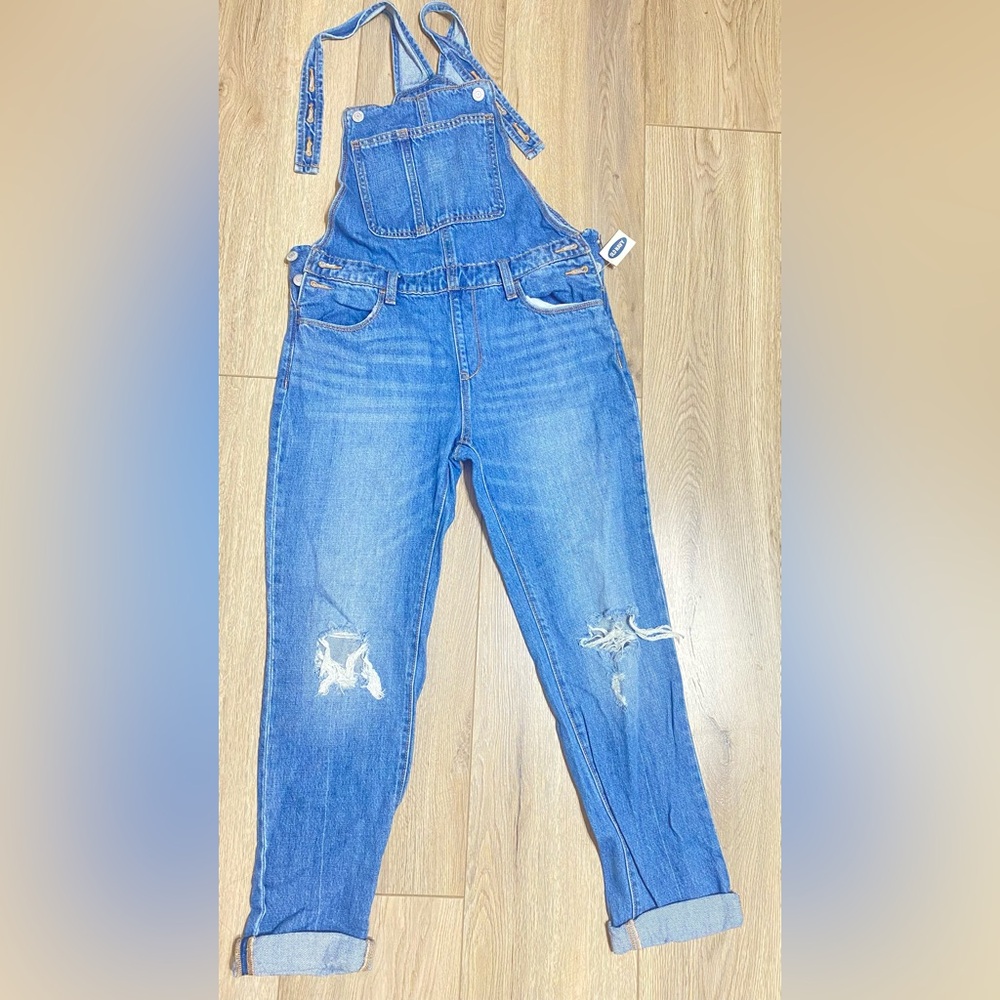 Old Navy Blue Distressed Women's Overalls